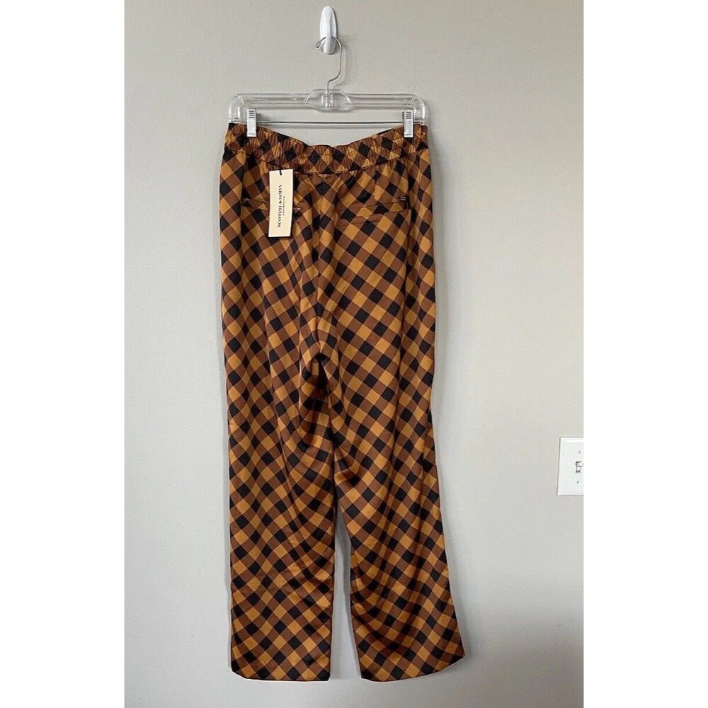 Free People Scotch & Soda Gold Black Geometric Wide Leg Boho Trouser Pants Sz XL - Picture 7 of 16